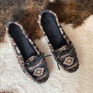 Tribal print moccasins